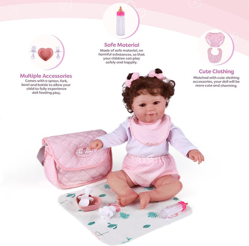 8 Set 17-22 inch BABESIDE Pcs Baby Doll Diaper Bag for Dolls, Baby Doll Feeding Accessories with Disappearing Milk Toy