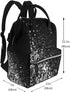 FHEDVBN Backpack Mummy Backpacks Daypack Black white glitter Diaper Bag for Women Multifunction Waterproof for Mom Dad