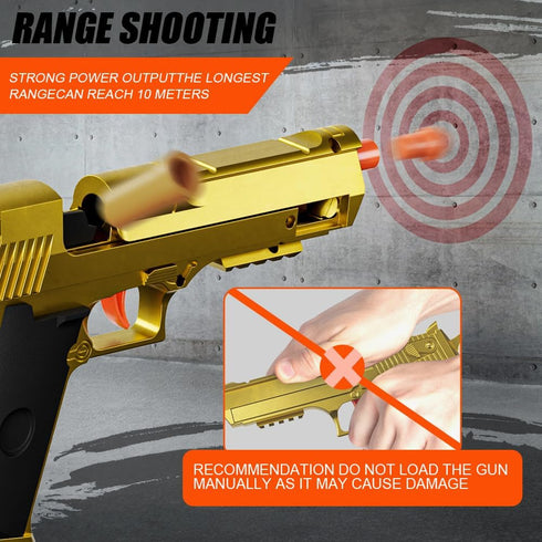 2 Pack Shell Ejecting Toy Gun - Semi-Automatic Handgun with Shell Ejection and Auto Rebound, Toy Foam Blasters & Stress