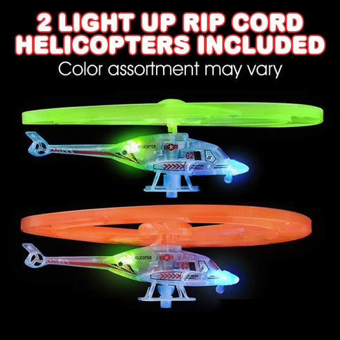 Set 2 8 3+ ArtCreativity Light Up Flying Helicopter Toys for Kids of with LED Lights, Handheld Launcher, Soars Over