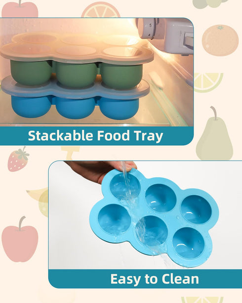 6 3 Baby Food Freezer Tray with Lid, x Ounce Silicone Freezer Molds Storage Container for Homemade Baby Food, Breast
