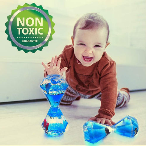 YUE Motion Liquid Motion Bubbler, Floating Sea Creatures, Diamond Shaped Timer, Purple Liquid with Duck Toys