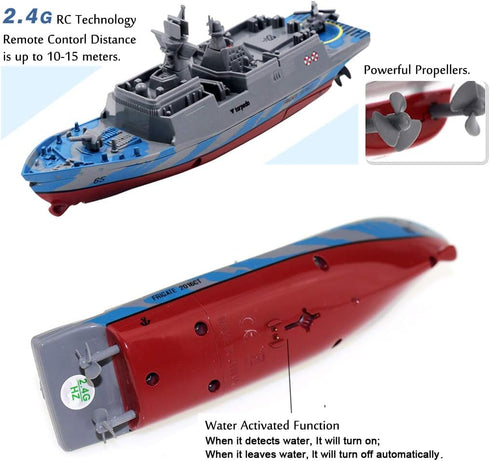 2.4 Swimming Tipmant Military RC Naval Ship Vessel Warcraft GHz Remote Control Boat Speedboat Electric Water for Pool