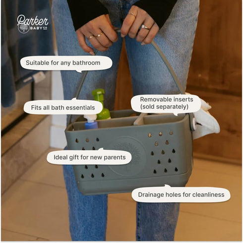Parker Baby Large Bath Caddy | BPA Free & Food Grade Shower Caddy Organizer for Toys & Supplies | Quick-Dry, Sturdy