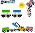 SAIBURAZ Sets 3+ Wooden Trains Cars with Crane Magnetic Train Toys for Wooden Train Tracks Train for Toddlers and Kids