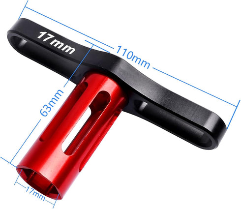 17mm Wheel Nuts & Wheel Wrench Tool for Traxxas Maxx WideMaxx E Revo 2.0 Summit T Maxx RC Monster Truck Red