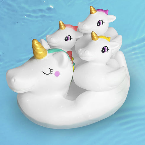 KIDPAPA 4pcs Set Baby Bath Toys,Cute Unicorn Bath Toys for Toddlers,Squirt Bathtub Toys for Boys Girls,Rubber Floating