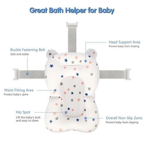 0-12 Colorlife Baby Bath Seat Support Net Infant Bathing Seat Support Mat, Adjustable Comfortable Non-Slip
