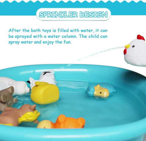 Floating Bath Farm Toys (8PCS), Soft Bath Time Toys for Toddlers, Learning Dogs Ducks Sheep