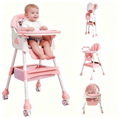 Virplik Portable Baby High Chair for Babies & Toddlers, Easy-Clean Multi-Use Feeding Chair