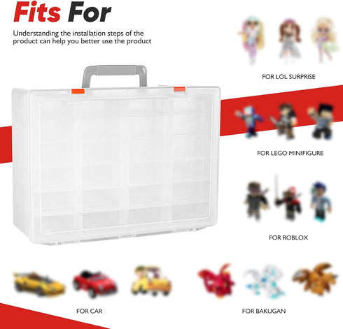 Toy Organizer with 72 Compartments, Storage Box Compatible with Hot Wheels, Matchbox Cars, Mini Toys, Dolls, Display