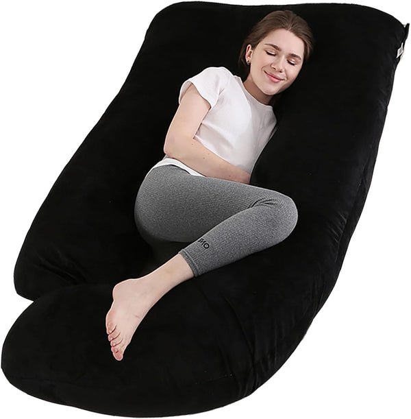 Jcickt Pregnancy Pillow J-Shaped Full Body Pillow, 59 inch with Velvet Cover Easy