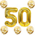 Number 50 and Gold Confetti Balloons, 40 Inch Gold Number 50 Balloon with 5PCS 12 Inch Gold Confetti Balloons