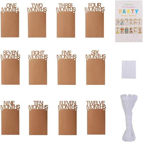OOTSR 1st Birthday Photo Banner Growth Record for 1-12 Month Photo Prop Bunting Decor