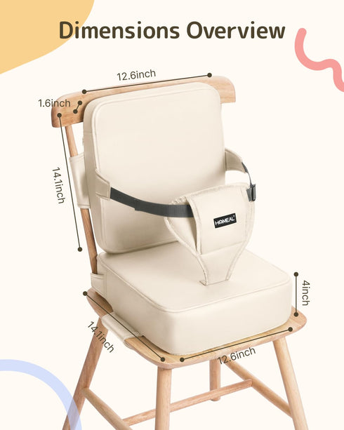 Adjustable Beige Toddler Booster Seat for Dining - Comfortable Kids Booster