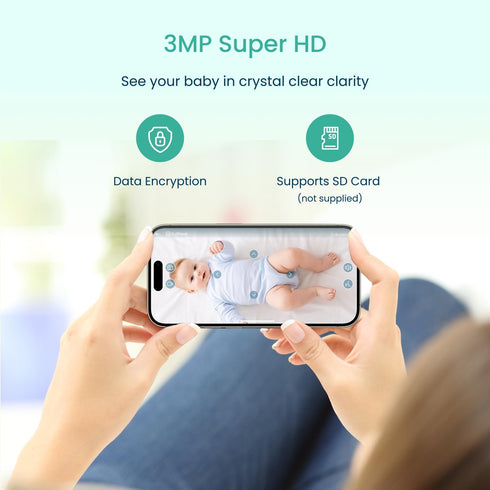 Babysense FullPeek 3MP Video Baby Monitor, WiFi Security Camera with Intelligent Motion Detection & Night Vision