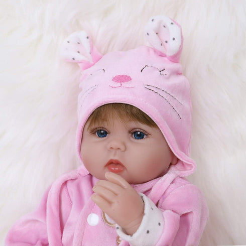 ENADOLL 16 inch Reborn Baby Doll, Realistic Silicone Vinyl Pink Mouse, Weighted Soft Body Gift Set for Ages 3+