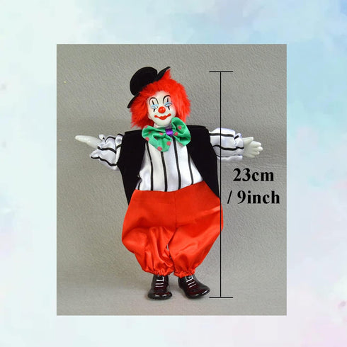 Maxyoung 9 Inch Porcelain Clown Doll - Vintage Collectible Figure, Hand Painted Toy, Movable Joints