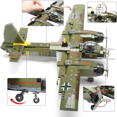 General Jim's WW2 Military Iron Empire Building Blocks, Air Bomber JU88, World War 2 Aircraft Set