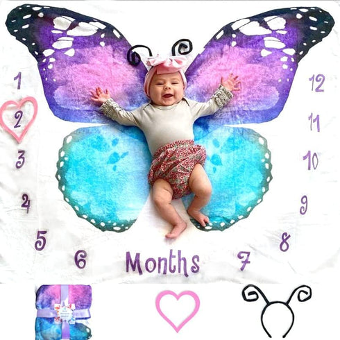Evovee Baby Monthly Milestone Blanket for Girl Boy Unisex - Month Age Photo Photography Backdrop