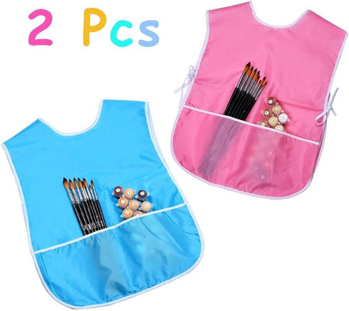 Mudder 2 Pieces Children's Art Smock, Waterproof Painting Apron for Kids, Toddler