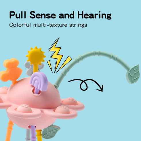 18 Montessori Sensory Toys for Babies,Silicone Teething Toys Pull String Baby Toy Months (Pink)