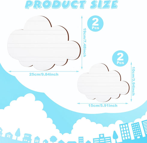 4 Ferraycle Pcs Cloud Wall Decals White Clouds Removable Wood Hanging Decor for Nursery Living Room Bedroom Decor Party