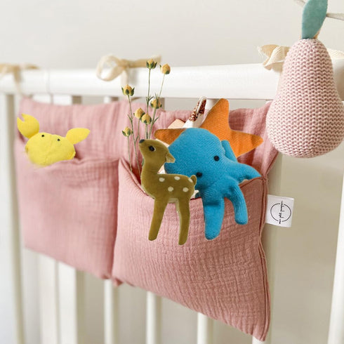 Surakey Baby Diaper Caddy Organizer, Diaper Stacker, Baby Crib Hanging Pocket with Straps Classified Storage Bag