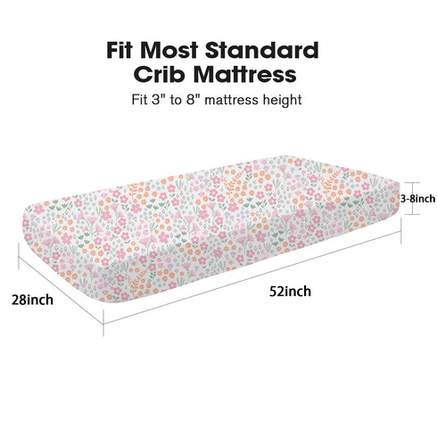 2 Pack, 52"x28"x8", Little Grape Land Crib Sheets Microfiber Fitted Crib Sheet for Standard Crib Mattress Soft