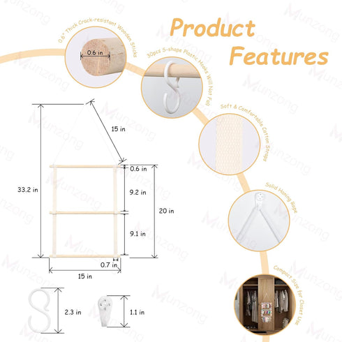 30 15x20inch Munzong Headband Holder,Beige Bow Organizer for Baby Girls, Nursery Wall Hanging Clip Storage w/ Hooks
