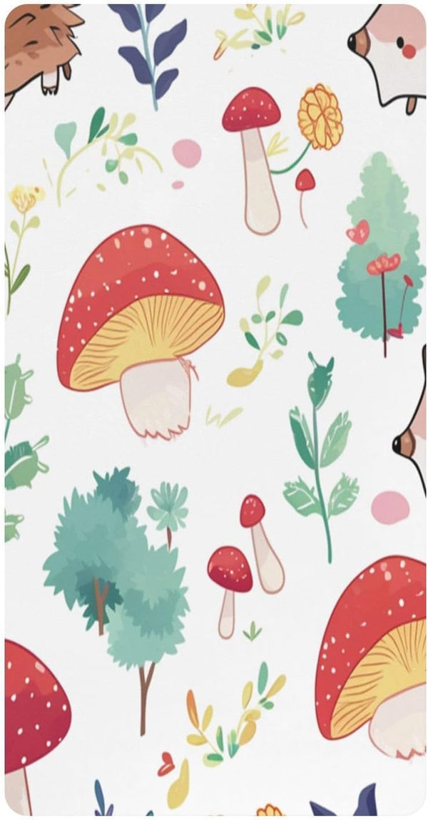 Bseiialft Mushrooms Hedgehogs Crib Sheets for Boys Girls Soft and Breathable Cotton Baby
