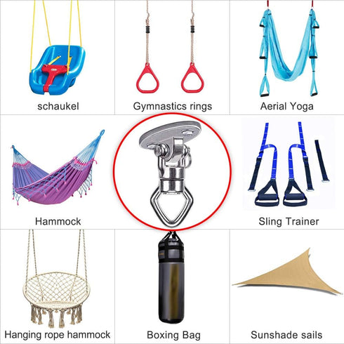BeneLabel Swing Hanger, 800 LB Capacity with 2 Bearings, Safest Rotational Device for Aerial Silks, Yoga, Web Tree Swing