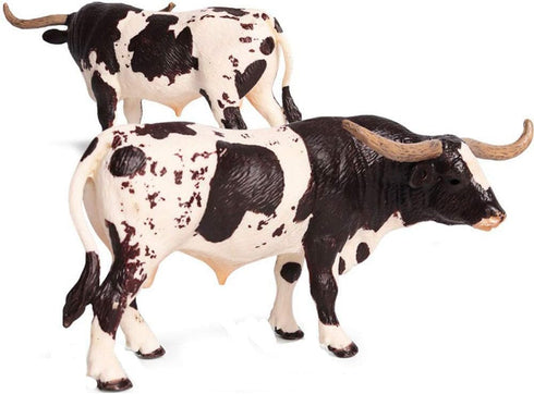 Flormoon Realistic Texas Longhorn Bull Animal Figures, Plastic Early Educational Toys Cupcake Topper for Kids