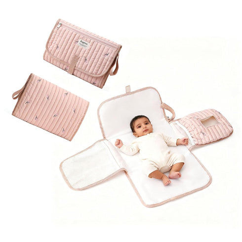 YFGBCX Portable Diaper Changing Pad, Waterproof Quilted Nappy Changing Mat with Wipes Pocket & Foldable Storage