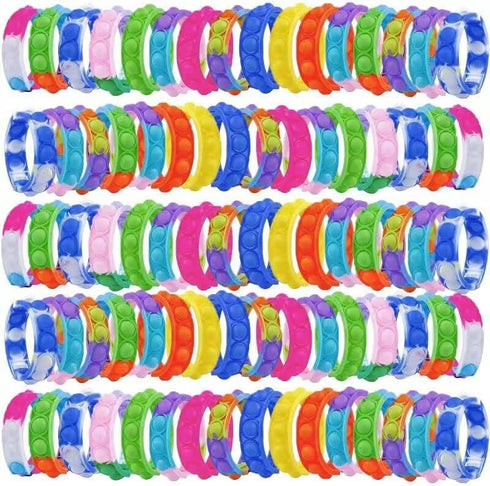 kapibarasensei 80Pcs Pop Bracelet Fidget Toy, Wearable Fidget Bracelets Push Poping Bubble Sensory Toys Stress Relief