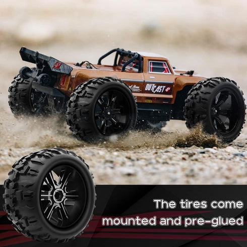 GLOBACT 1/8 1/10 17mm Hex RC Wheels and Tires - PreGlued for 1/10 TRX ERevo T-Maxx Summit