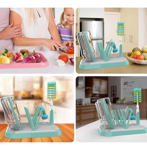 Baby Bottle Drying Rack Dryer Space Saving Travel Holder for Pump Cup Accessories(Pink)