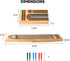 GSE Wooden Folding 3-Track Color Coded Travel Cribbage Board with 6 Plastic Pegs