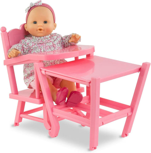 2-in-1 14" 17" Corolle Baby Doll High Chair - Design fits and Baby Dolls, Pink