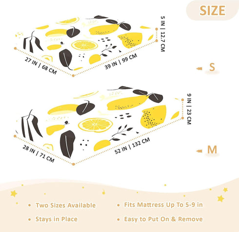 Bseiialft 52 28 Yellow Lemons Leaves Crib Sheets for Boys Girls Soft and Breathable Cotton Baby Sheets for Standard