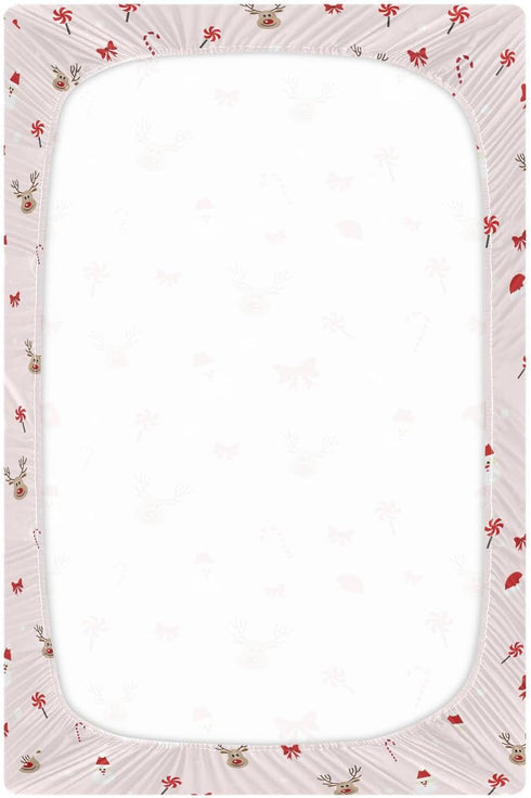 SDMKA 28x52 Inch Christmas Pattern Crib Sheets for Boys Girls - Portable Microfiber Fitted Crib Sheet for Standard Crib
