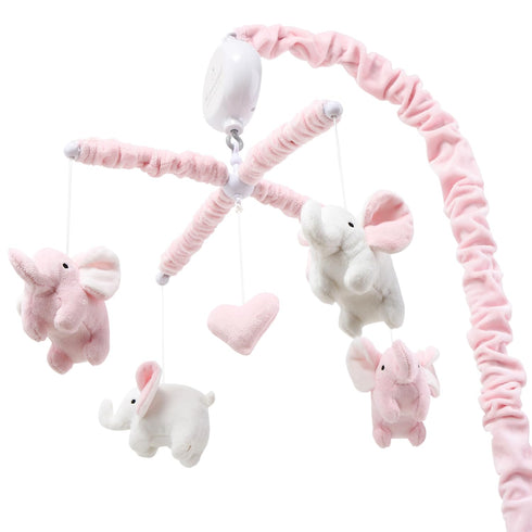 12 The Peanutshell Crib Mobile for Girls - Soft Pink Musical Baby Crib Mobile with Lullabies, Cute Elephant Baby Pink