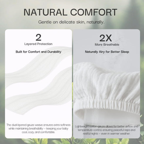 100% 52"x28", 2 Pack Salt Earth Organic Cotton Muslin Standard Fitted Crib Sheet for Boys, Girls & Toddlers Soft