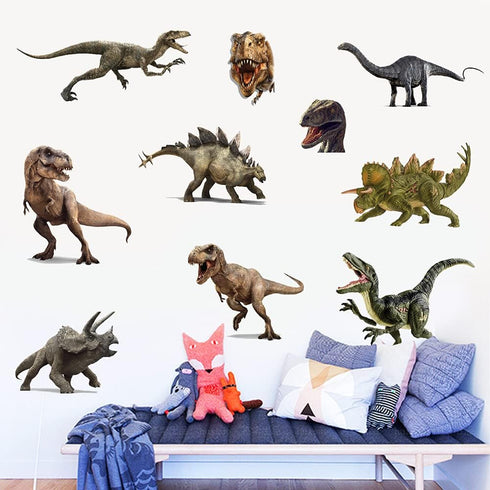 Kiddle 3D Watercolour Dinosaur Kids Wall Stickers, Peel and Stick Removable Wall Decals for Nursery, Bedroom, Living