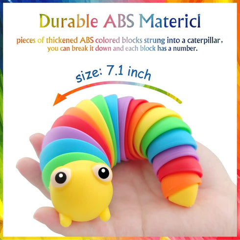LUSTERMOON 2 Pieces Articulated Fidget Toy, Rainbow Caterpillar Toy Ocean Shark Decompression Toys, Stim Toy
