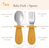 Toddler Utensils - Stainless Steel Forks and Spoons, Baby Silverware with BPA Free Silicone Easy Grip, 8 Months+