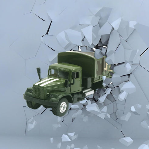 OTONOPI Military Truck Armored Vehicle Die Cast Metal Alloy Pull Back Toy Car Army Transport Model for Kids with Lights