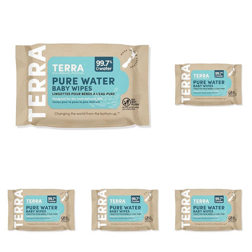 Terra Bamboo Baby Wipes TRAVEL PACK: Pure, 99.7% Pure New Zealand Water,
