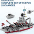 Building Block Warship - 25 in 1 Battleship Kits for Kids, Educational Toys for Boys Age 6-12 Years Old, 554PCS