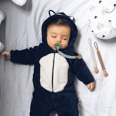 Pacifier Clip for Boys, 9.2 Inch Pacifier Leashes with Wooden Clips, Handmade Braided Cotton, 3 Pack Baby Shower Set